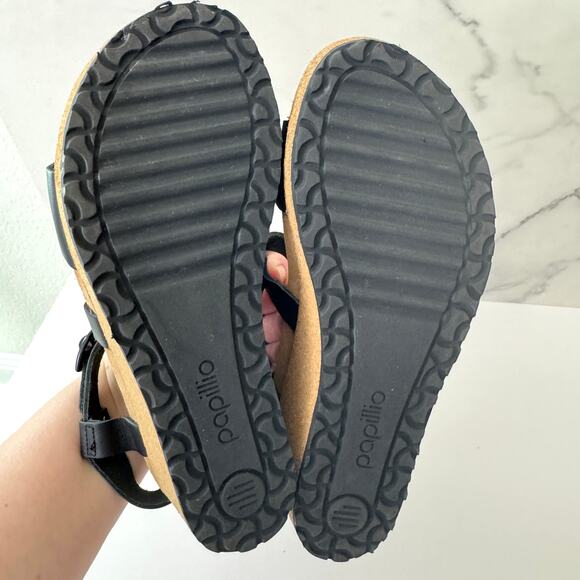 Birkenstock Papillio Womens Sibyl Strappy Sandal Size 7 Comfort Wedge Black - Picture 8 of 9